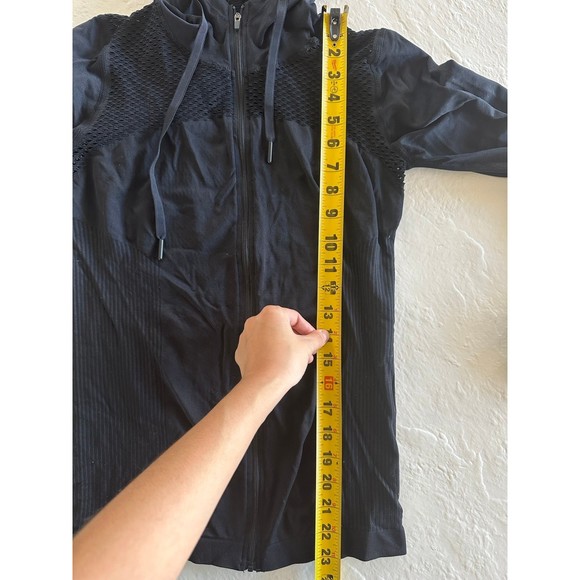 Fabletics Black Tech Mesh Full Zip Hooded Athletic Jacket - Picture 9 of 11